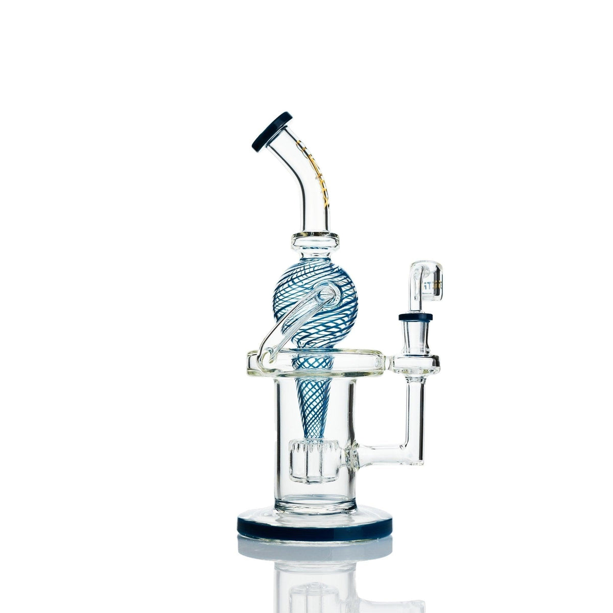 Metrix Glass Blue swirl rig recycler - flat disc recycler design for smooth hits