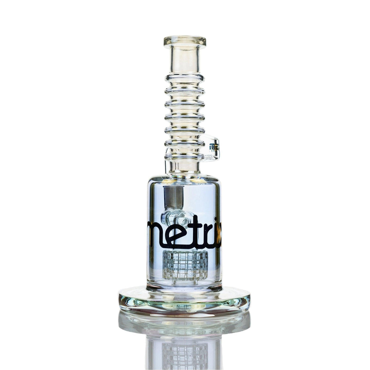 Base and joint detail of Metrix Glass Rig Metrix Perculator - Smoke Spot Glass