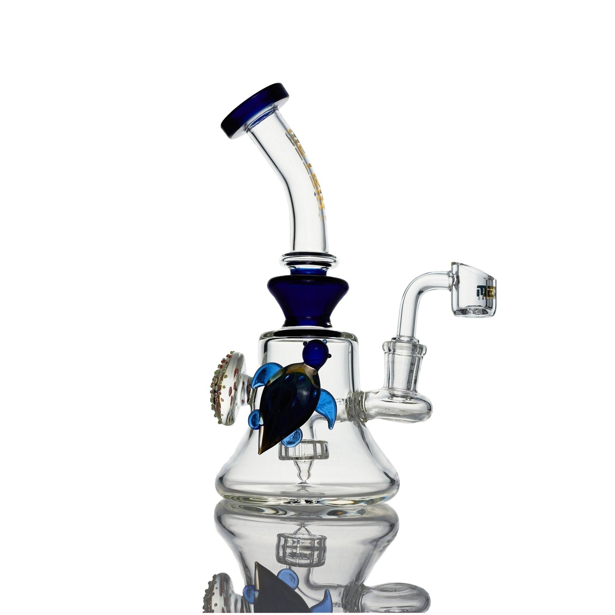 Metrix Glass Rig with flat disc perculator blue turtle - Smoke Spot Smoke Shop