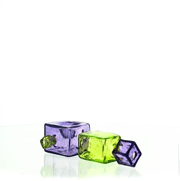 Close-up of Mike G Glass handpipe purple rain & Slrym with vibrant colors