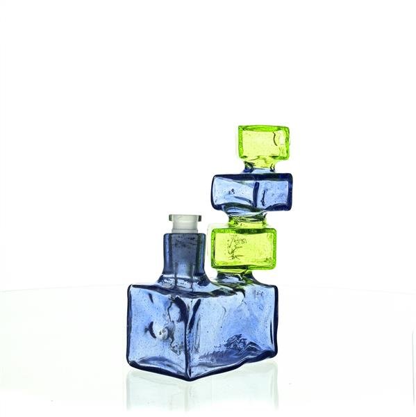 MIKE G GLASS SLRYM AND BLUE SATIN W BLUE-V RIG 10MM - Smoke Spot Smoke Shop