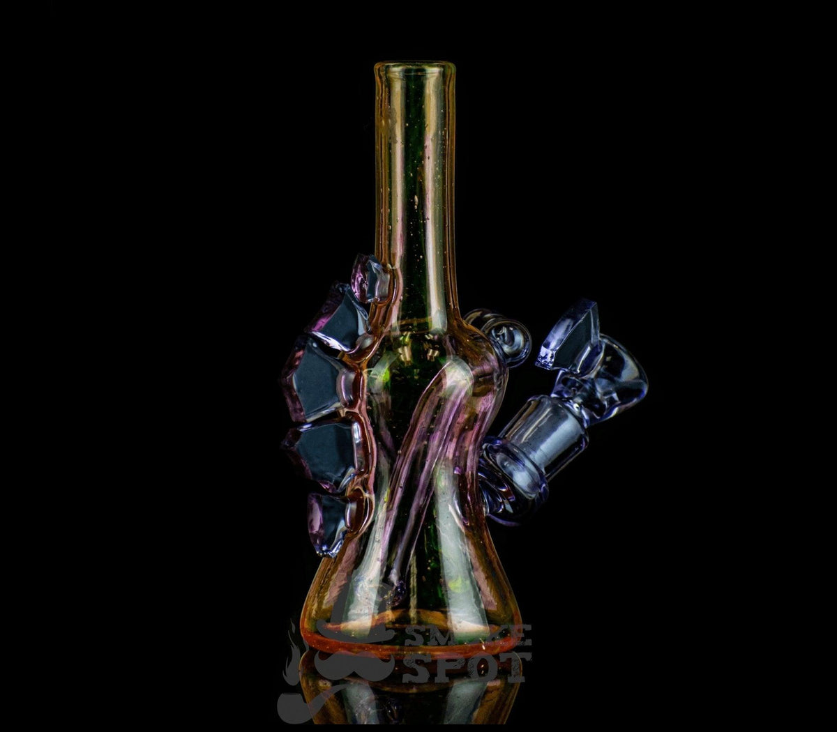 Side view of Mike Nelson Purple Rig Heady Glass Rig with 14mm Joint - Smoke Spot