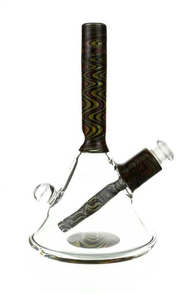 Side view of Mini Beaker by Waterhouse Glass small bong with worked neck and base