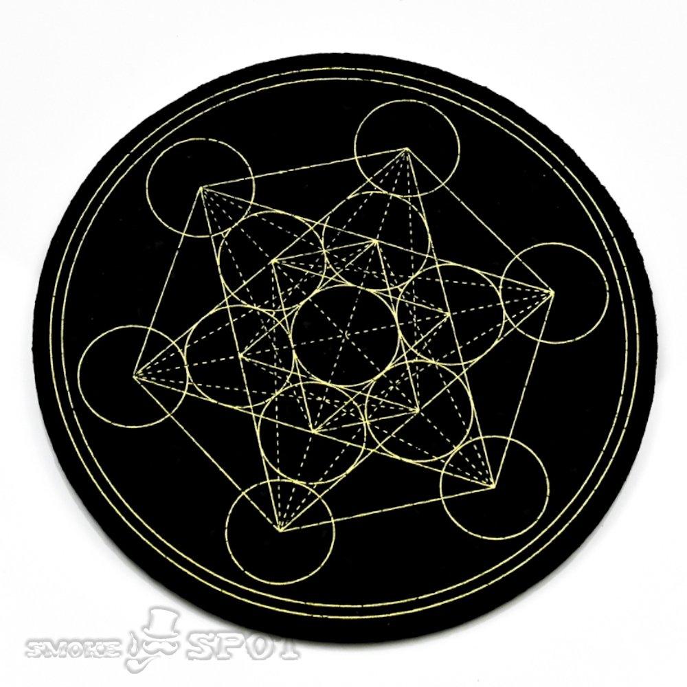 Moodmats Lemon Metatron 8 inch Circle UV Screen Printed Glass Accessory Mat