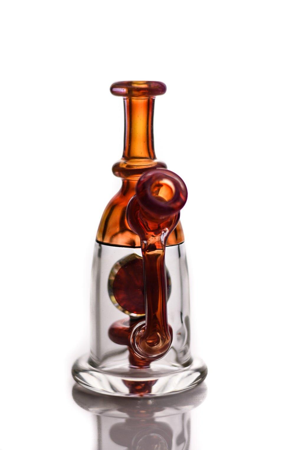 Side view of Mtp Glass Aprodesia Minitue with bubble cap and dabber - Smoke Spot