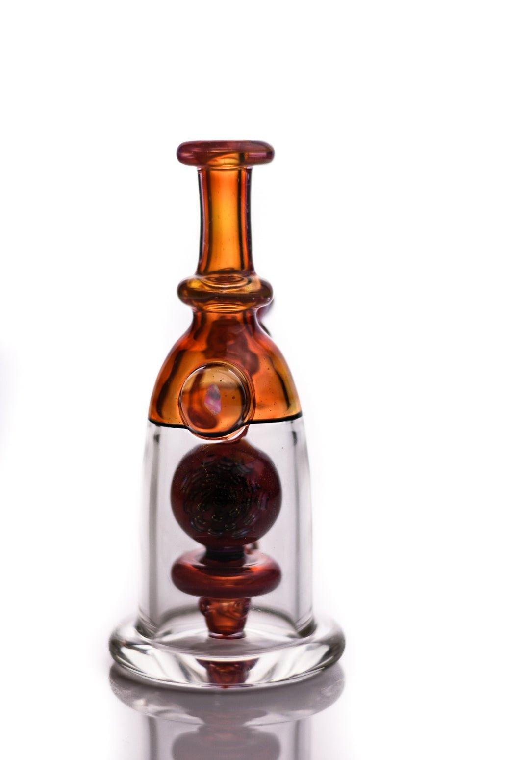 Mtp Glass Aprodesia Minitue waterpipe with bubble cap and dabber side angle - Smoke Spot