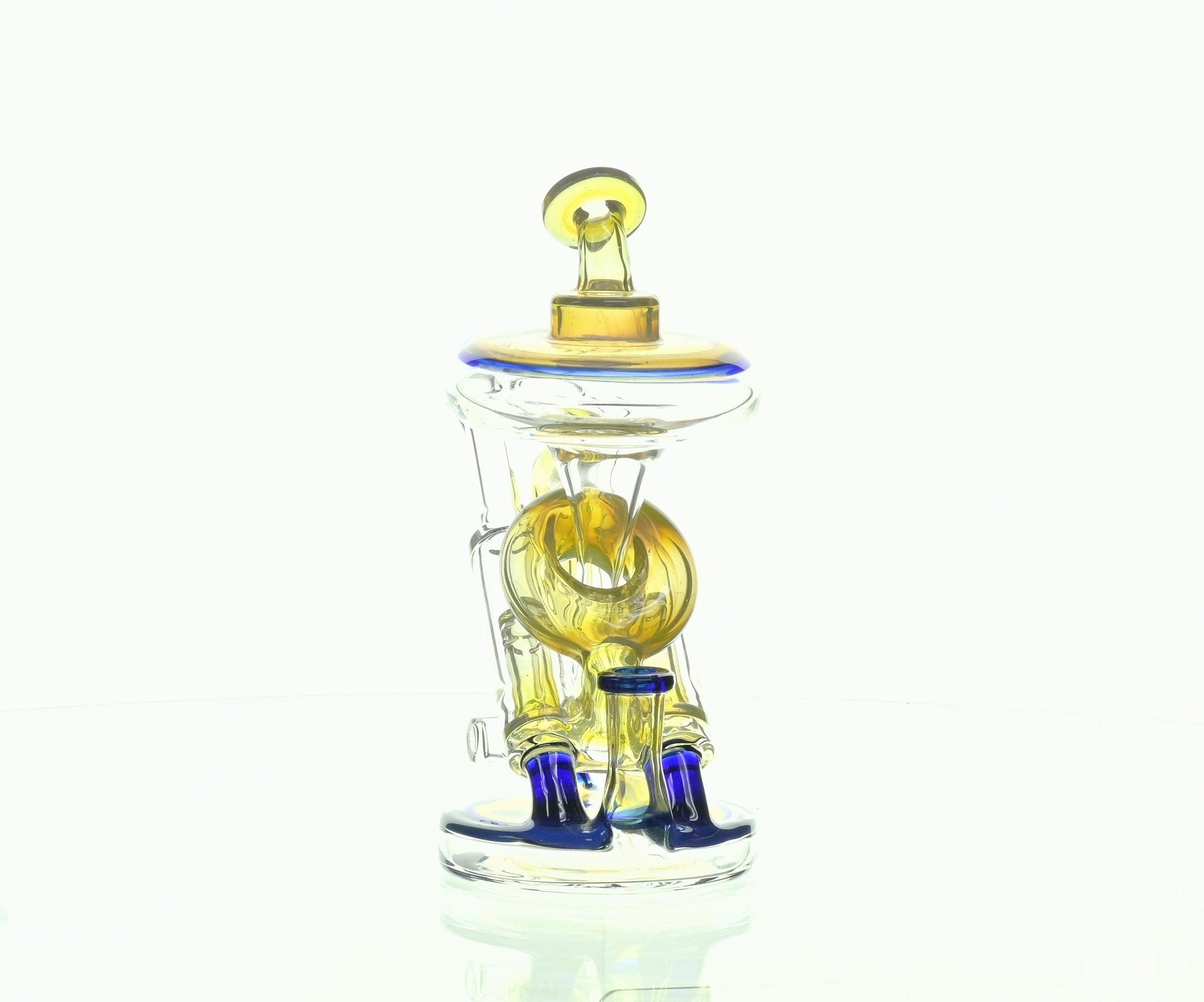 NIB GLASS PARTIAL COLOR PISTON RIG EXTRA LIGHT YELLOW/OPAL LAVENDER & BRILLIANT BLUE ACCENTS - SSSS