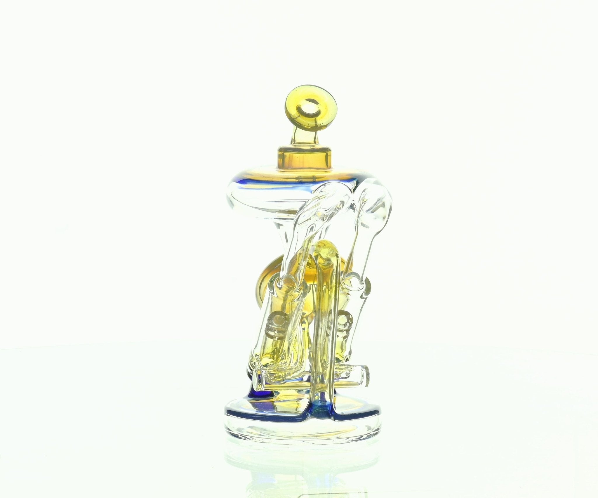 NIB GLASS PARTIAL COLOR PISTON RIG EXTRA LIGHT YELLOW/OPAL LAVENDER & BRILLIANT BLUE ACCENTS - SSSS