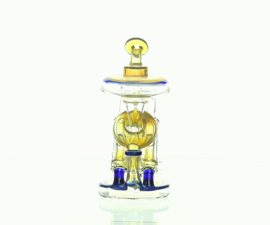 NIB GLASS PARTIAL COLOR PISTON RIG EXTRA LIGHT YELLOW/OPAL LAVENDER & BRILLIANT BLUE ACCENTS