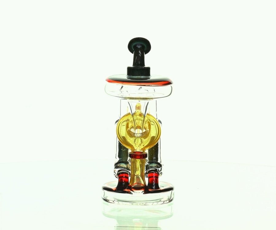 NIB GLASS YELLOW & RED DICRO PARTIAL COLOR PISTON RIG BLACK/CANARY & POMEGRANATE ACCENTS