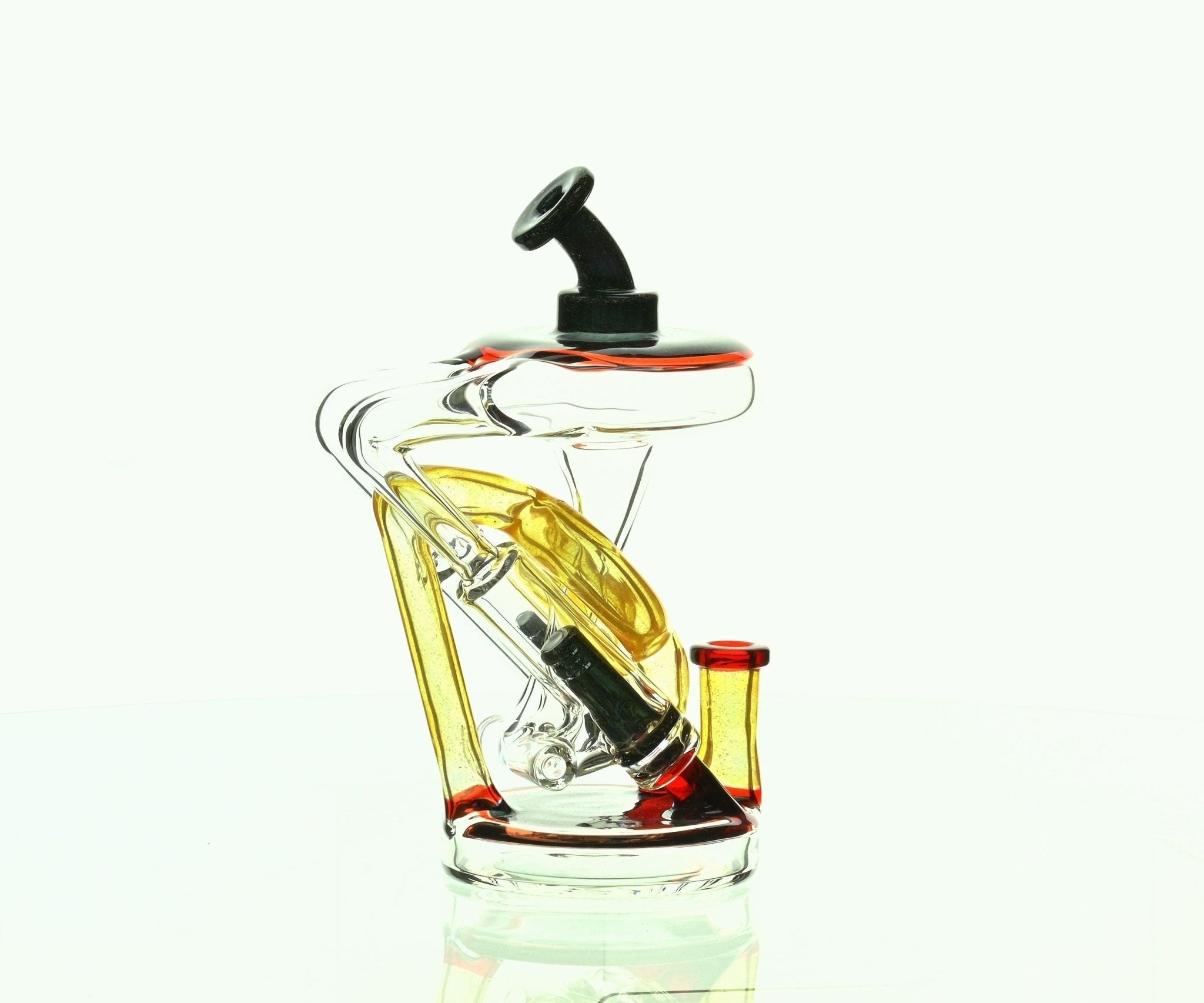 NIB GLASS YELLOW & RED DICRO PARTIAL COLOR PISTON RIG BLACK/CANARY & POMEGRANATE ACCENTS - SSSS