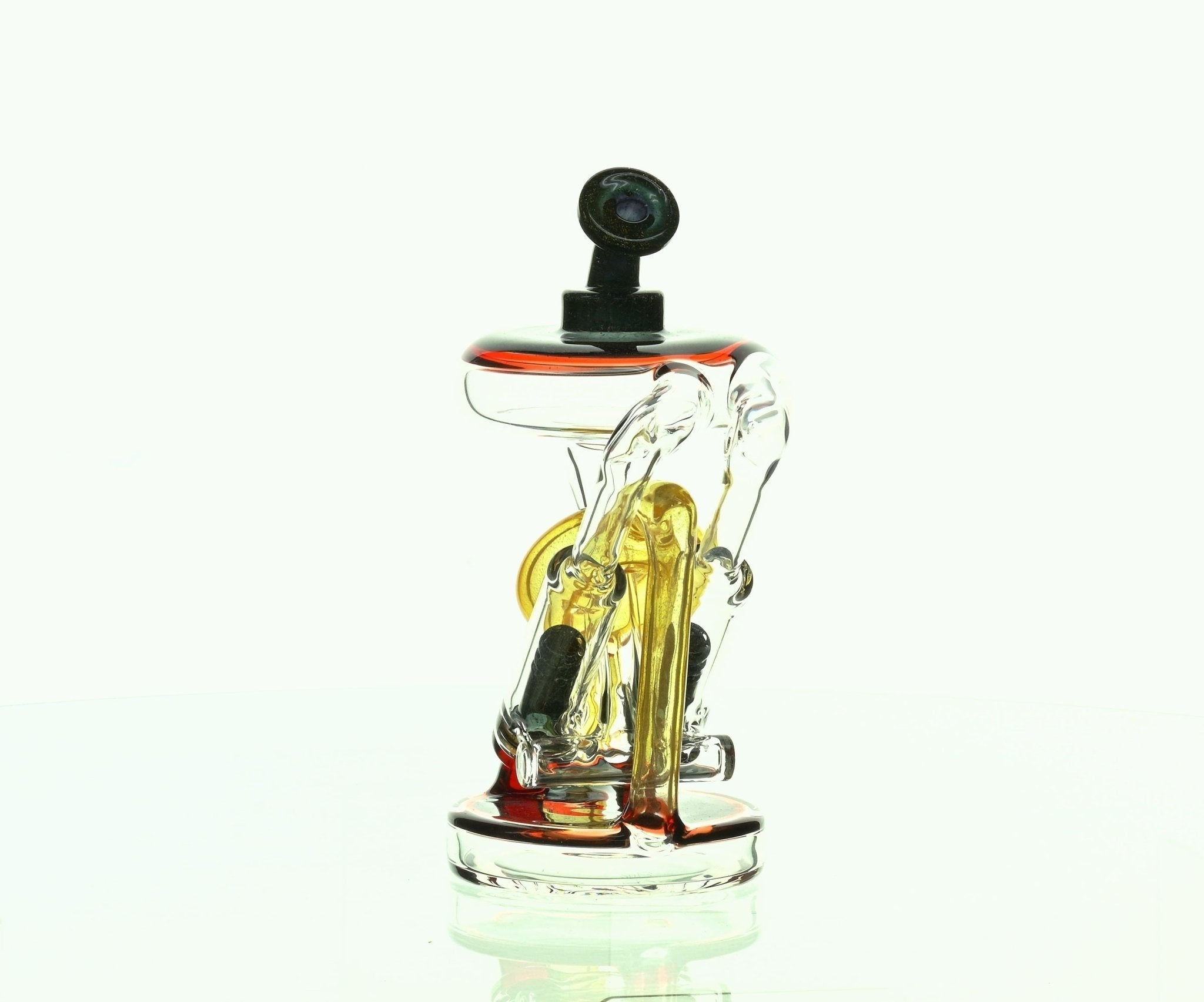 NIB GLASS YELLOW & RED DICRO PARTIAL COLOR PISTON RIG BLACK/CANARY & POMEGRANATE ACCENTS - SSSS