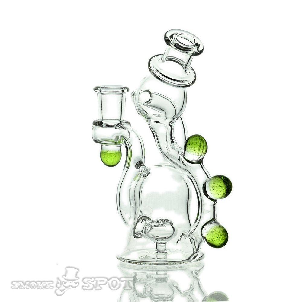 NJR glass rig bubble dumber with slime green accent - Smoke Spot Smoke Shop