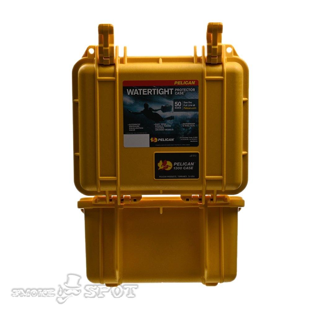 Pelican 1300 Yellow case showing pressure equalization valve - Smoke Spot
