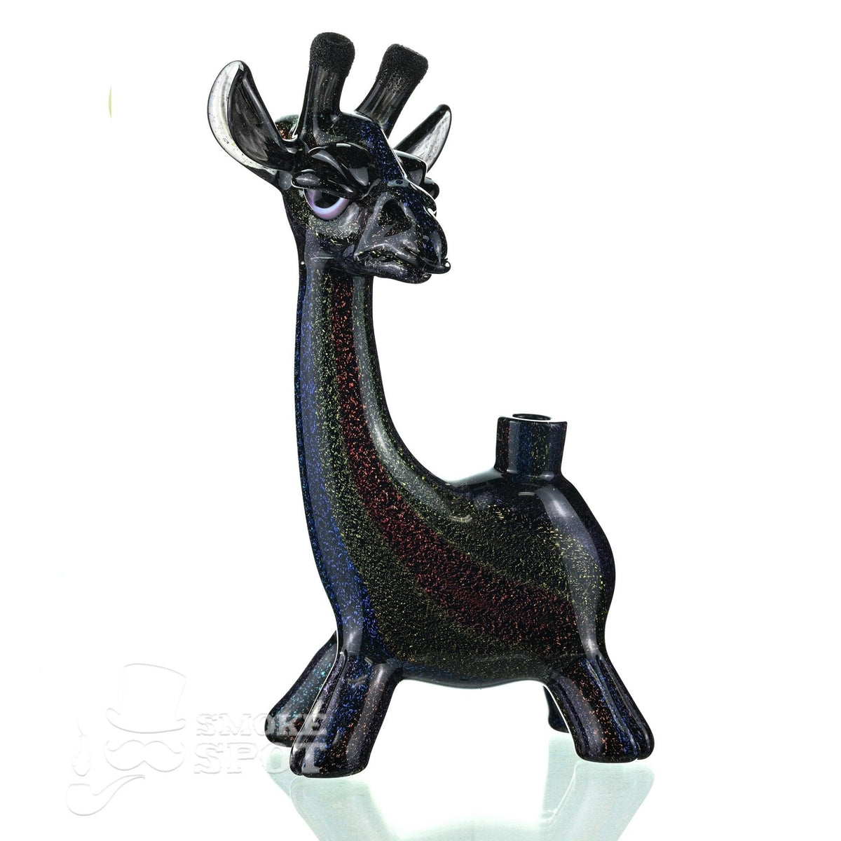 Close-up of Signed Pelican detail on Robertson Glass Giraffe Full Dichro Waterpipe