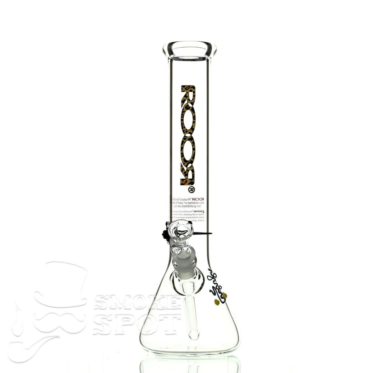 Side view of Roor Beaker 14 inch P-D Leopard #2 glass bong - Smoke Spot Smoke Shop