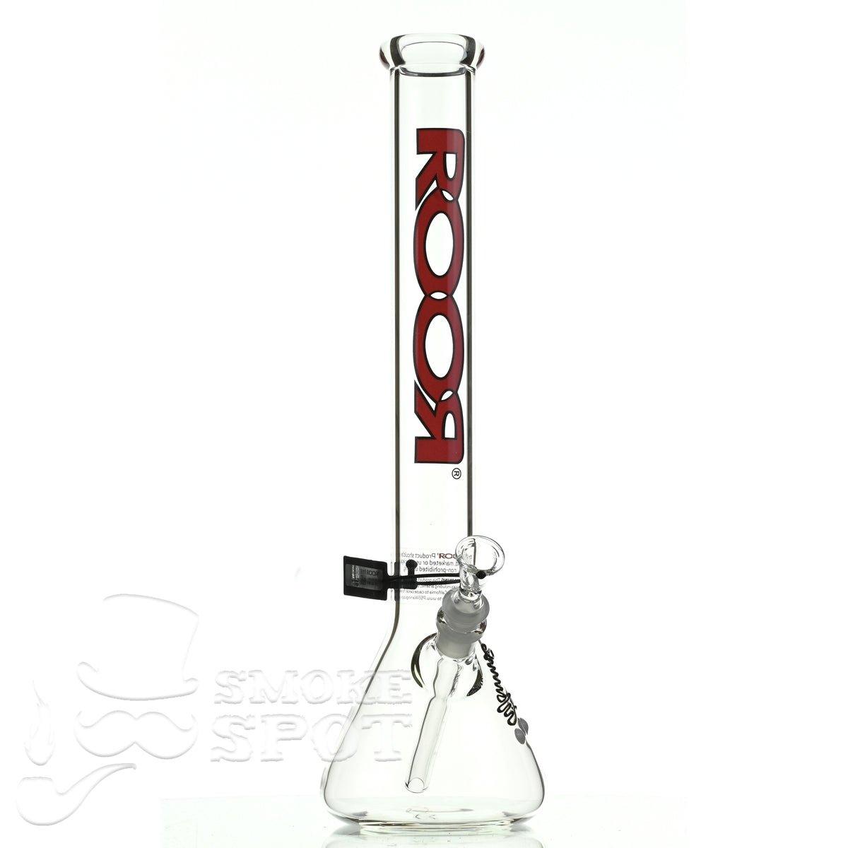 Close-up of Roor Beaker 18 inch P-D red-black glass bong design
