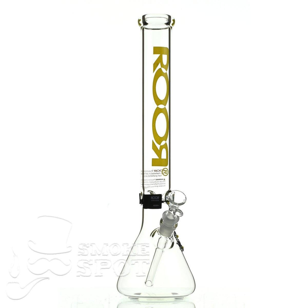 Side view of Roor Beaker 18 inch yellow glass bong with 50x5 mm tube - Smoke Spot