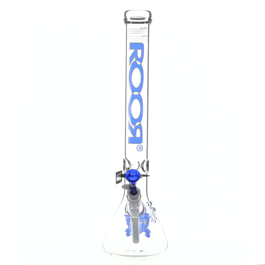 ROOR Intro Collector 18" Beaker 505 Blue/White - Premium Scientific Glass Waterpipe