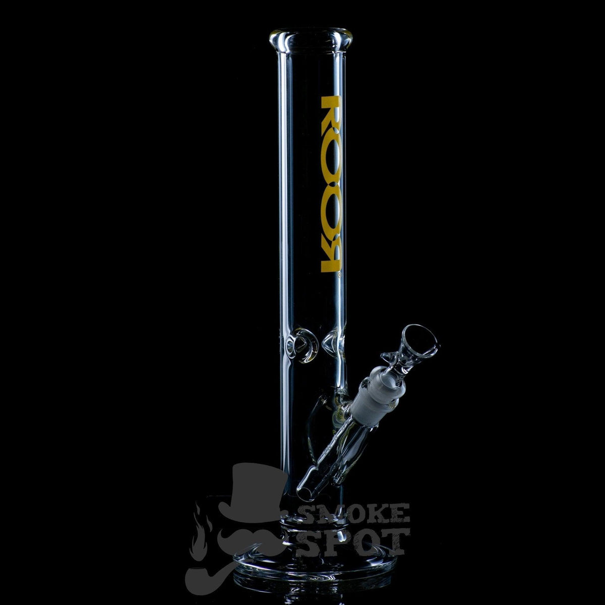 Side view of Roor Straight 14 inch 45x5 Yellow Scientific Glass Waterpipe