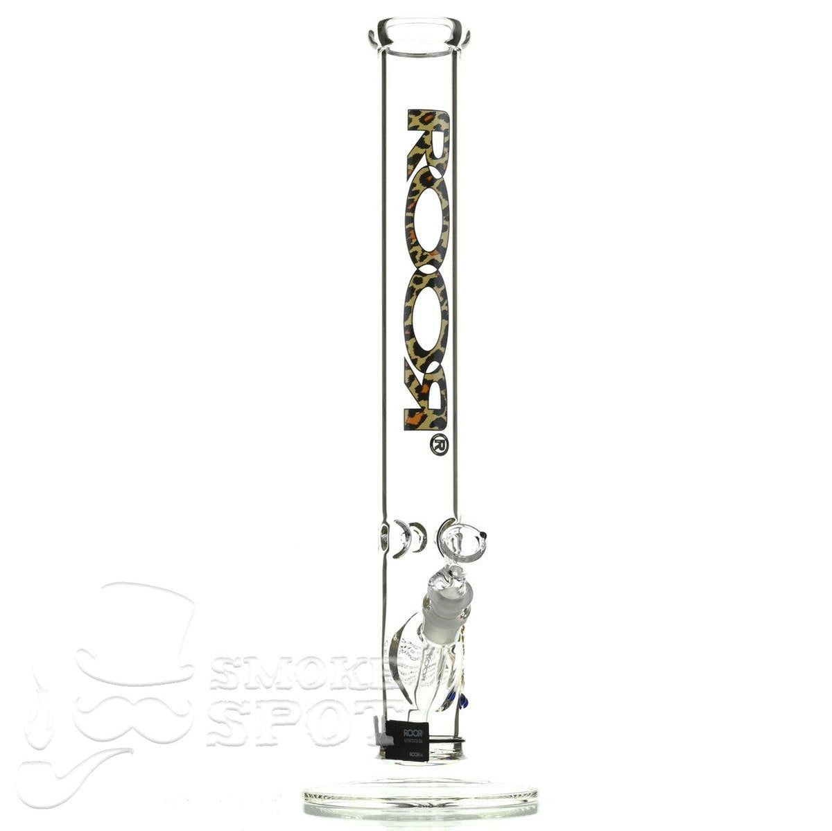 Roor Straight Tube 18 inch leopard premium scientific glass waterpipe - Smoke Spot