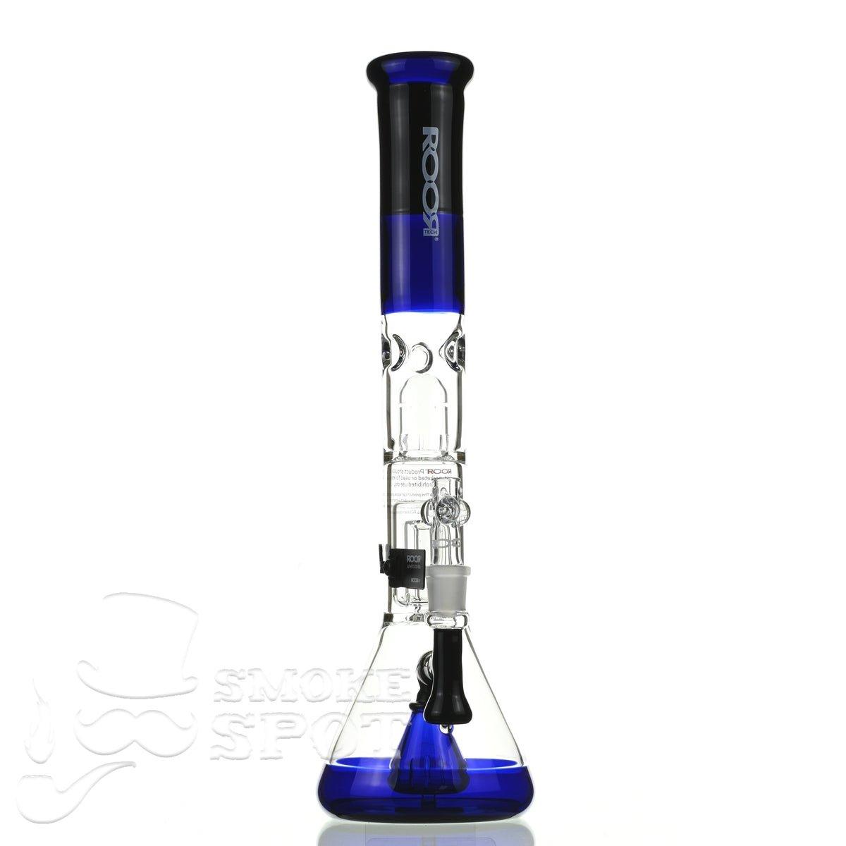 Roor Tech fixed 18 inch beaker bong side view with barrel percolator