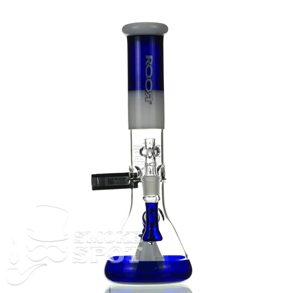 ROOR tech glass beaker 14 inch 50 x 5 blue & white - Smoke Spot Smoke Shop