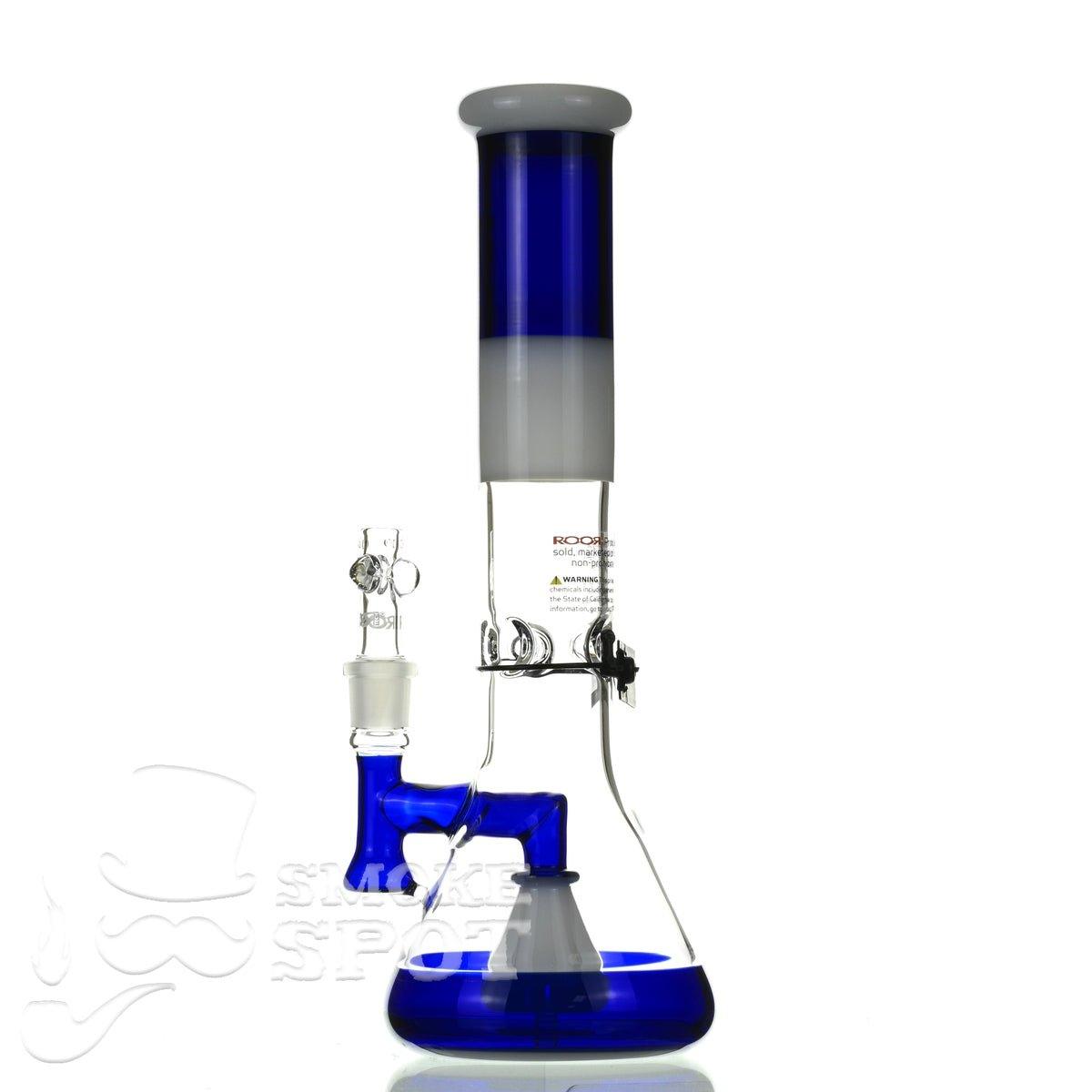 ROOR tech glass beaker 14 inch 50 x 5 blue & white - Smoke Spot Smoke Shop