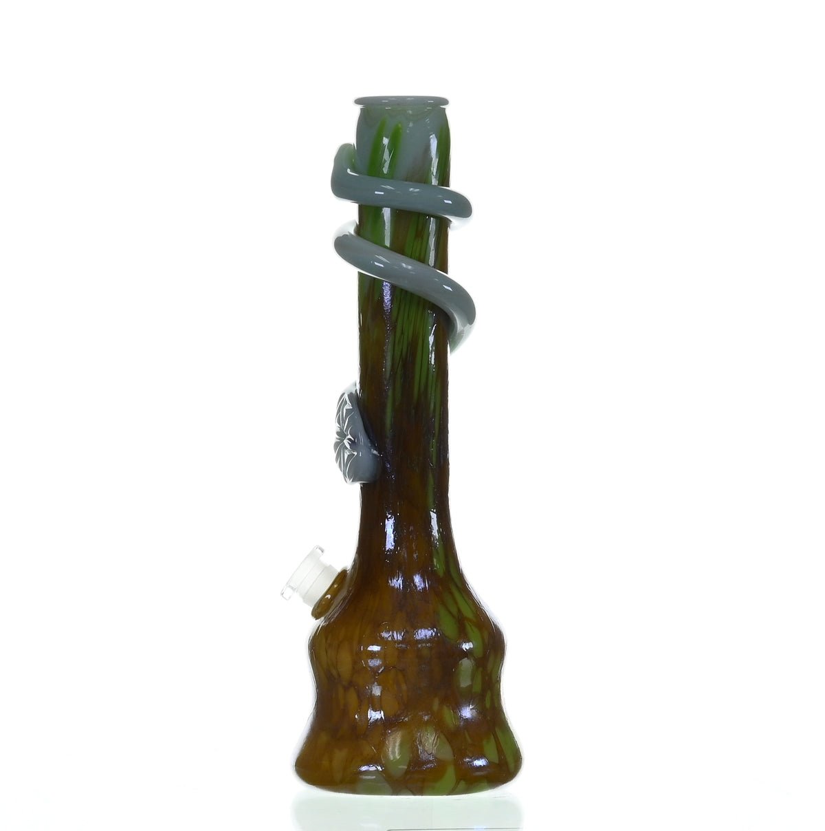 Close-up of SPECIAL K GLASS Soft Glass Large Cookie Handle #195 joint and downstem