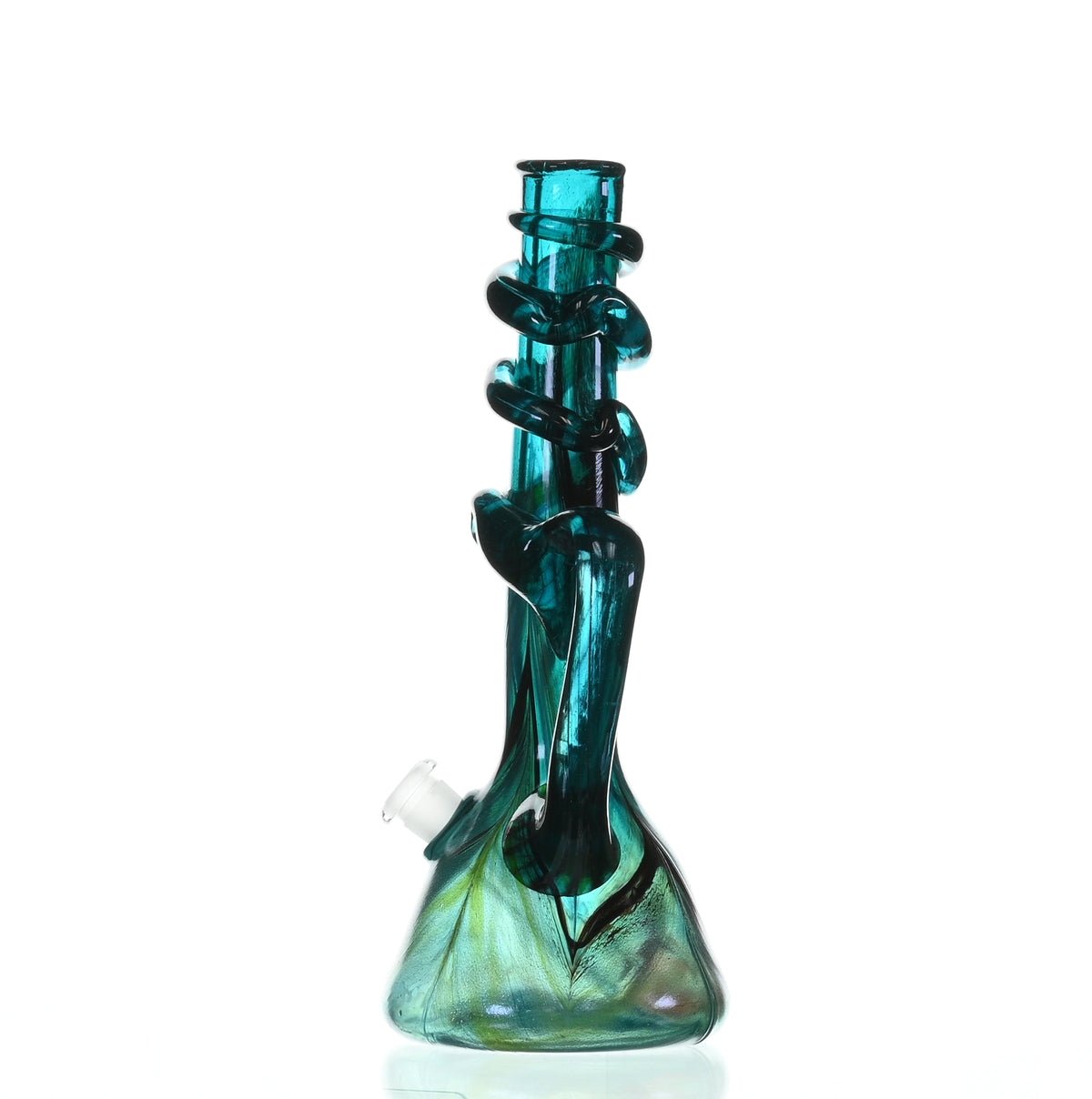 SPECIAL K GLASS Soft Glass Large Cookie Handle #199 Close-up of Joint and Downstem