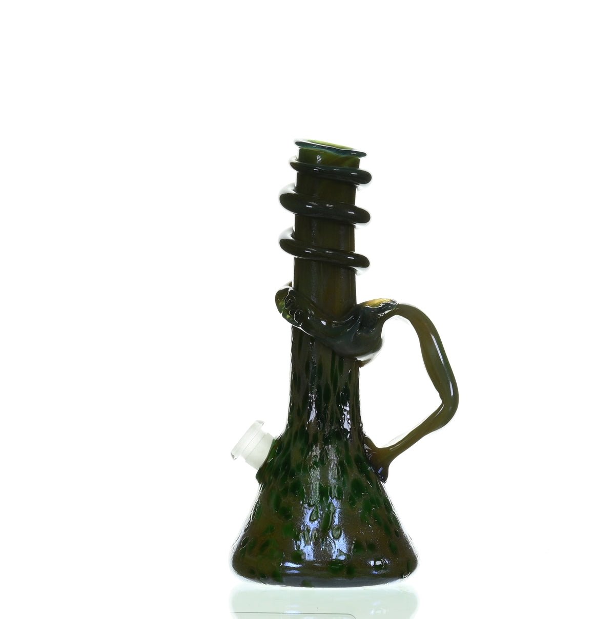 Close-up of SPECIAL K GLASS Soft Glass Medium Cookie Handle Waterpipe #148 joint and downstem
