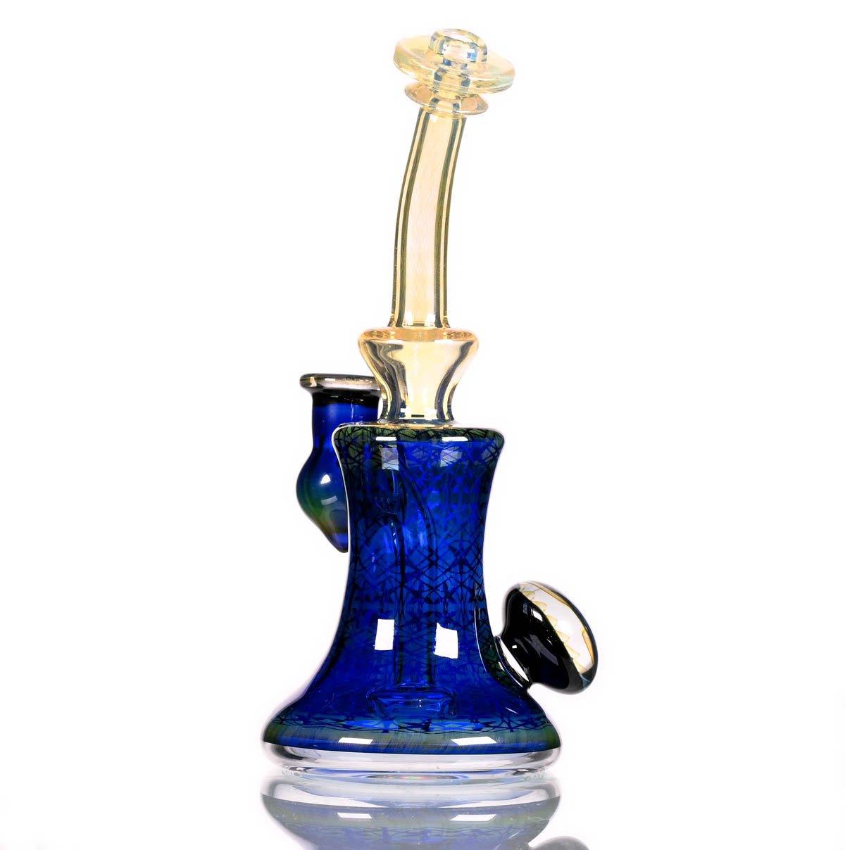 STAR SEED GLASS 9 Inch Fume Etch Rig Blue Green Waterpipe - Smoke Spot Smoke Shop