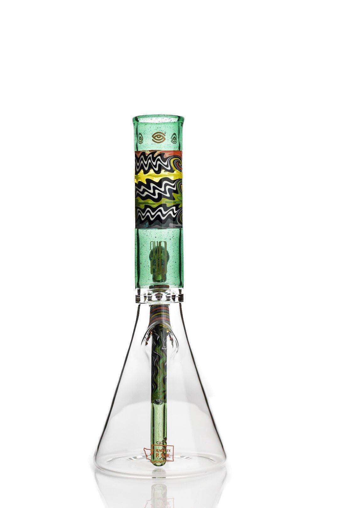 Close-up of Subliminal Glass Gobs 12 inch Beaker Waterpipe mouthpiece