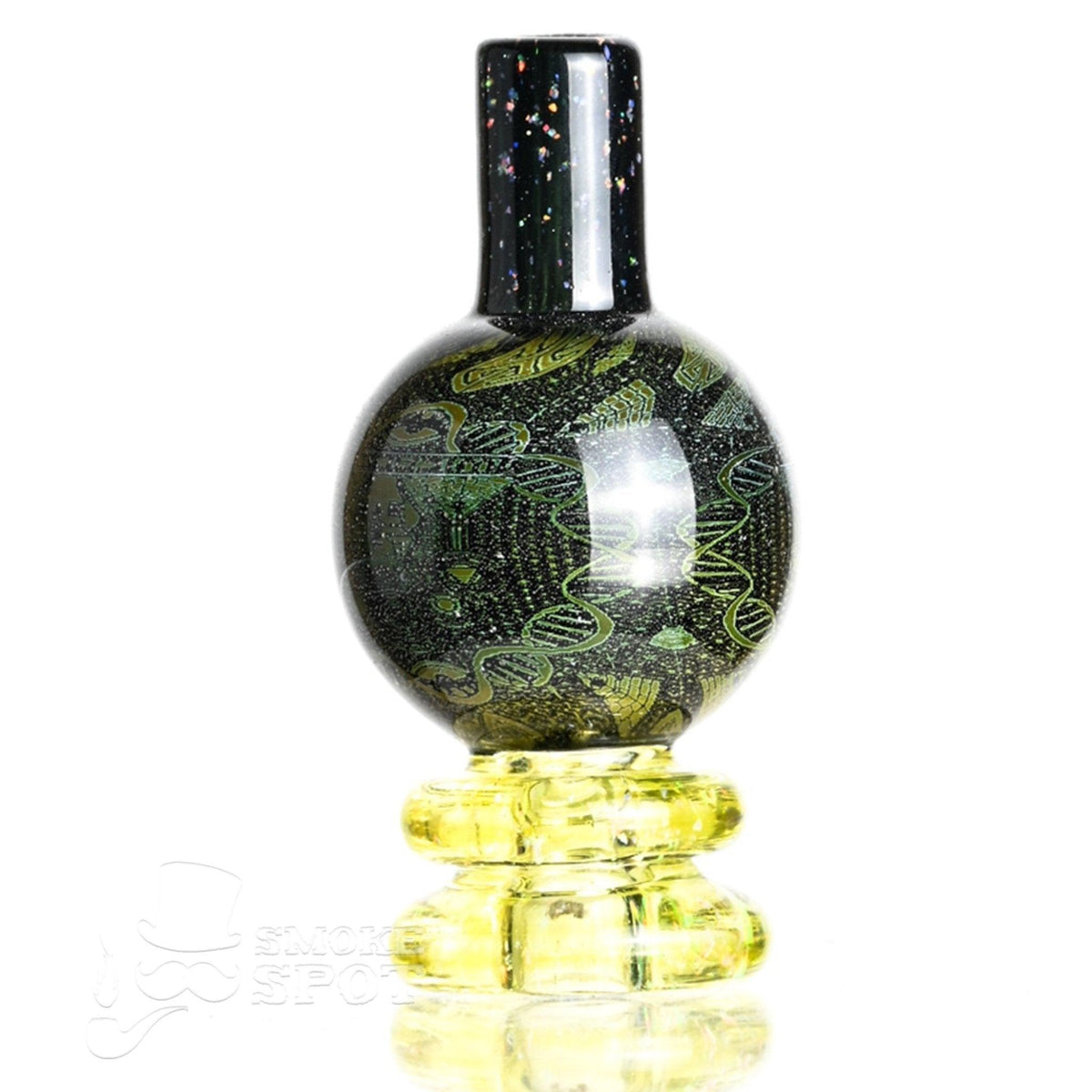 Side view of Taco Glass Bubble Cap #115 showing hologram bubble detail