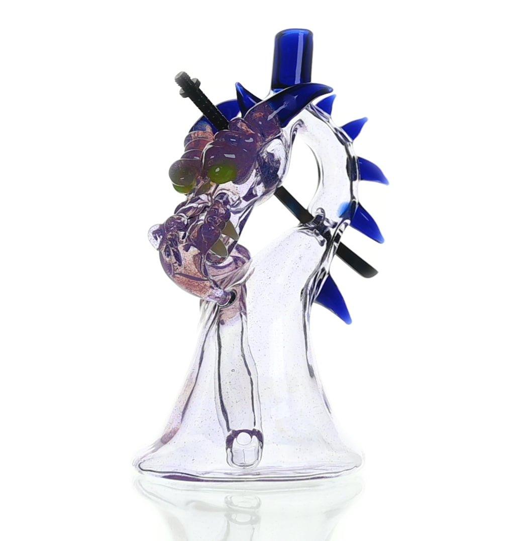 Close-up of TONY KAZY MINI DRAGON RIG #102 glass craftsmanship