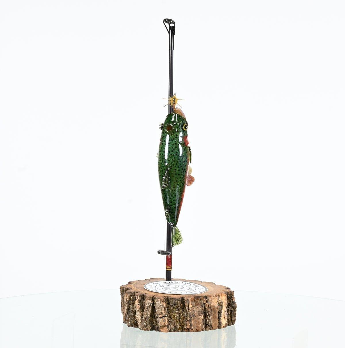 TRAPPER STUDIO RAINBOW TROUT RIG W/STAND & SIGNED PELICAN