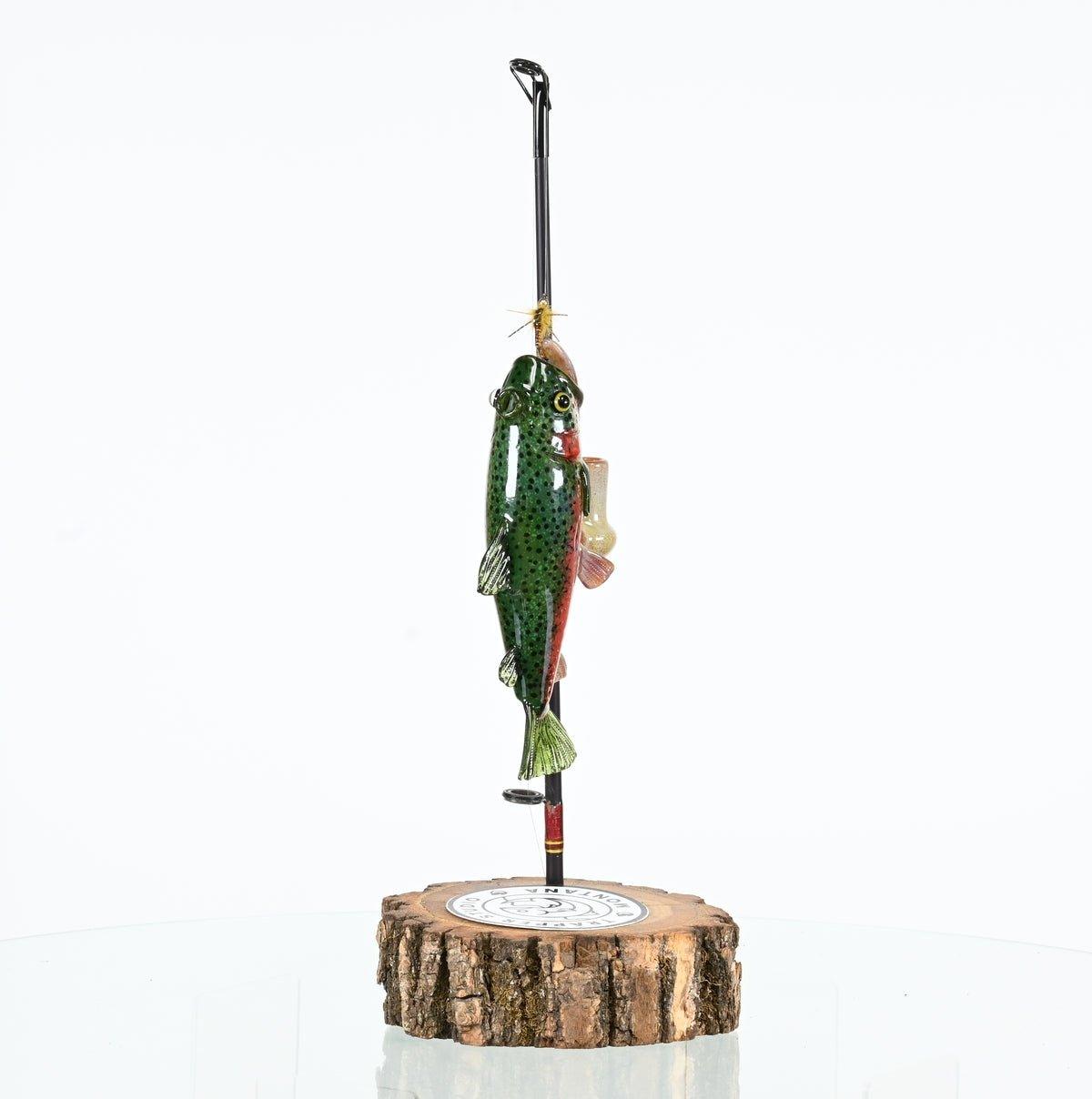 TRAPPER STUDIO RAINBOW TROUT RIG W/STAND & SIGNED PELICAN - Smoke Spot Smoke Shop