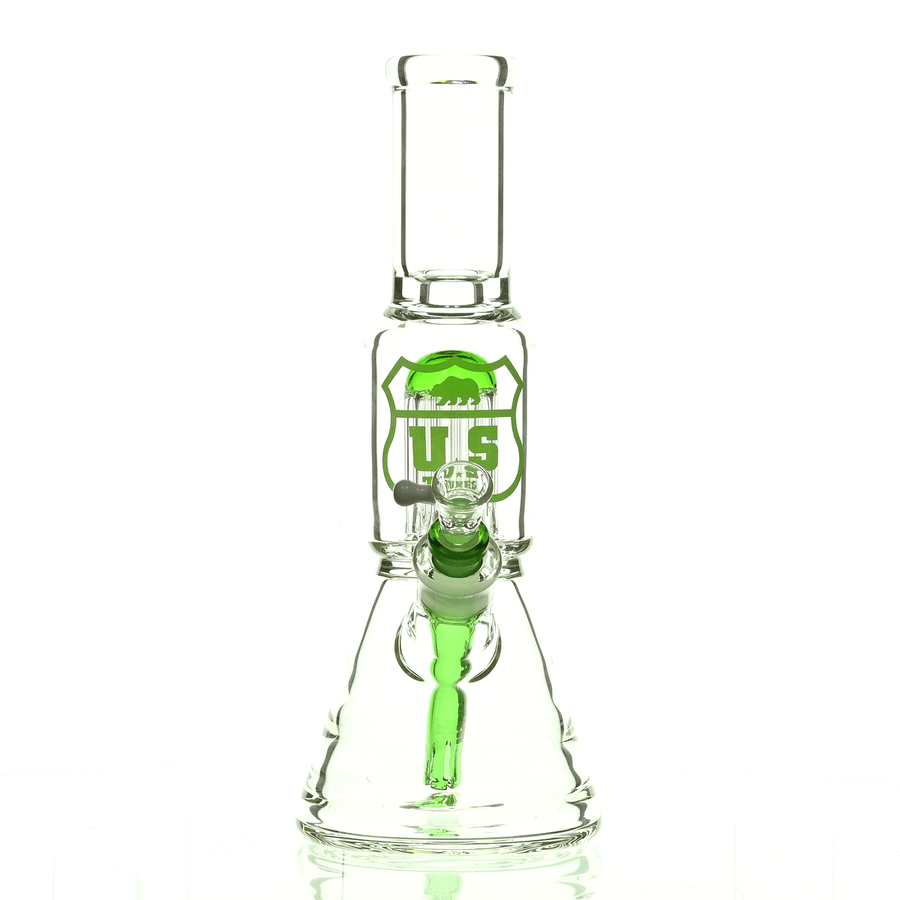 US TUBES 12" BEAKER W/10ARM TREE PERC GREEN