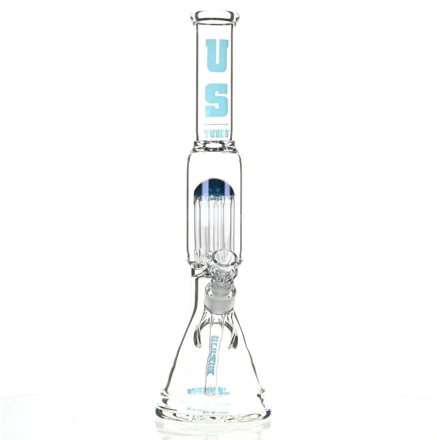 US TUBES 17" Beaker Waterpipe with Tree Perc and Blue Accents