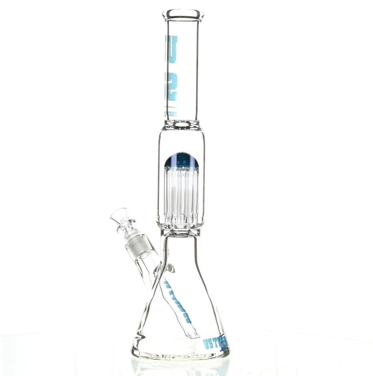 US TUBES 17" BEAKER W/TREE PERC AND BLUE ACCENTS - Smoke Spot Smoke Shop