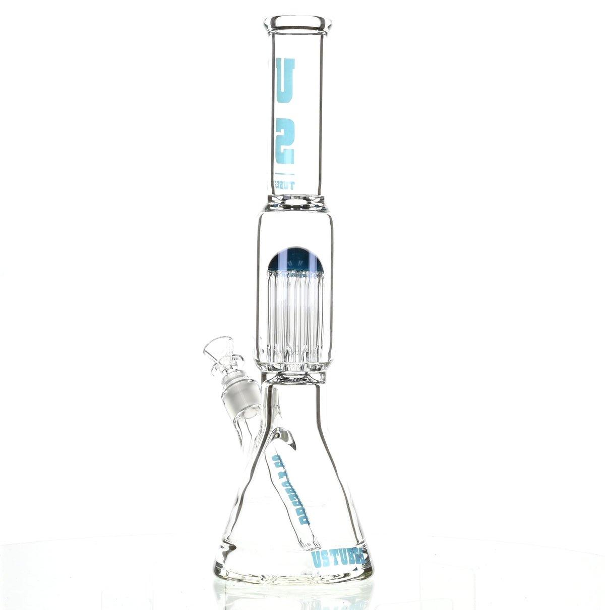 US TUBES 17" BEAKER W/TREE PERC AND BLUE ACCENTS - Smoke Spot Smoke Shop