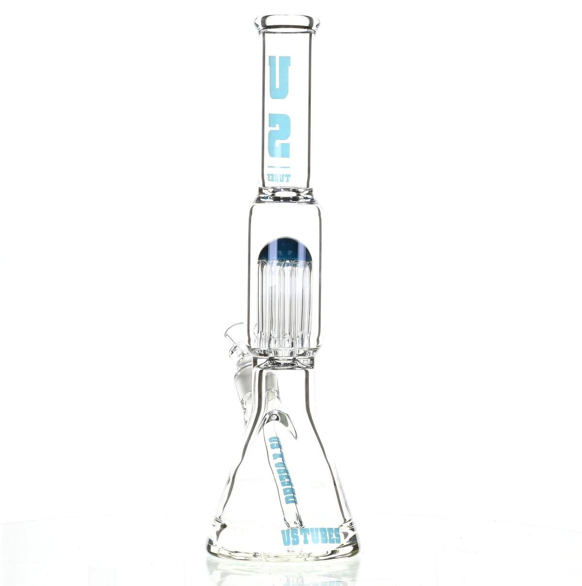 US TUBES 17" BEAKER W/TREE PERC AND BLUE ACCENTS - Smoke Spot Smoke Shop