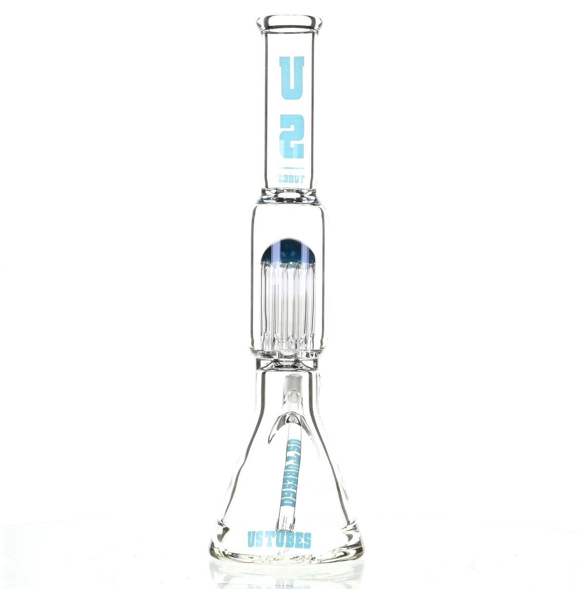 US TUBES 17" BEAKER W/TREE PERC AND BLUE ACCENTS - Smoke Spot Smoke Shop