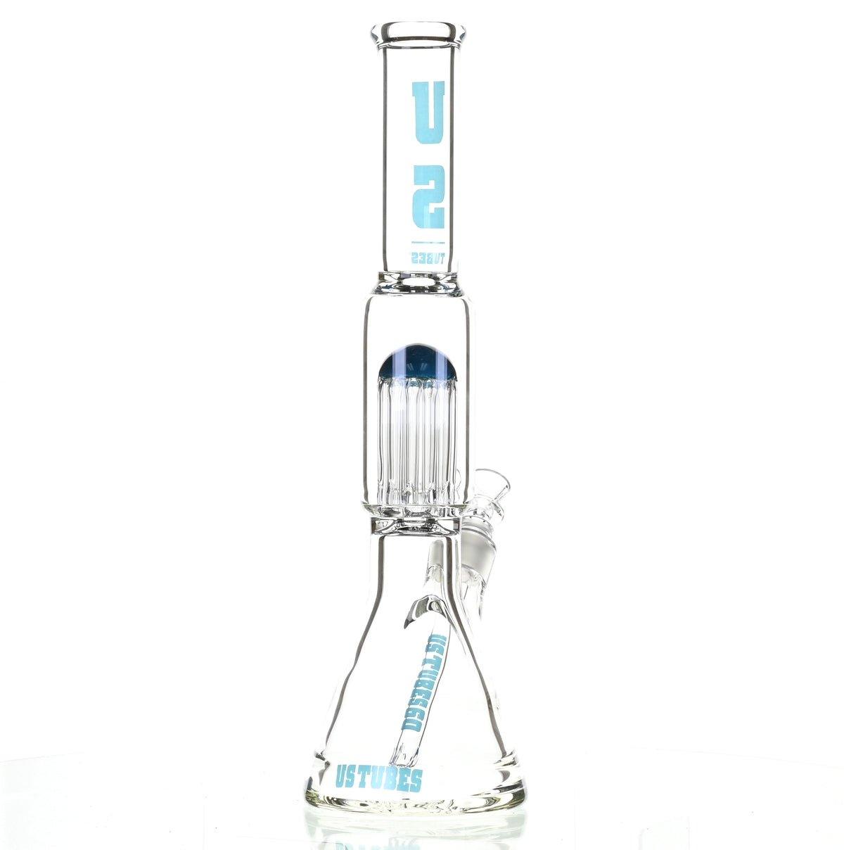 US TUBES 17" BEAKER W/TREE PERC AND BLUE ACCENTS - Smoke Spot Smoke Shop