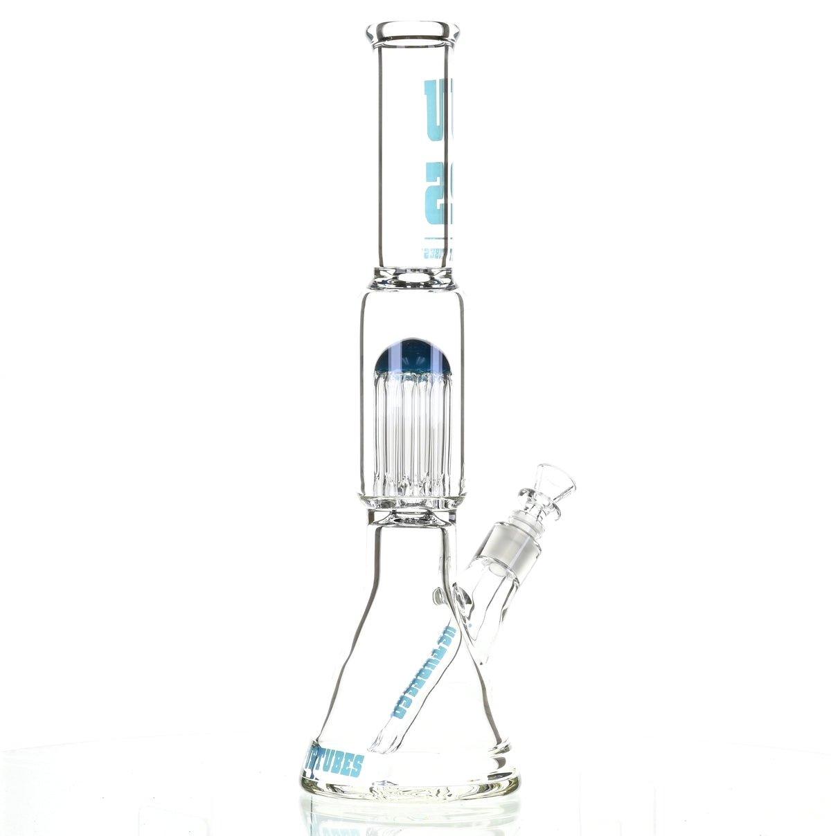 US TUBES 17" BEAKER W/TREE PERC AND BLUE ACCENTS - Smoke Spot Smoke Shop