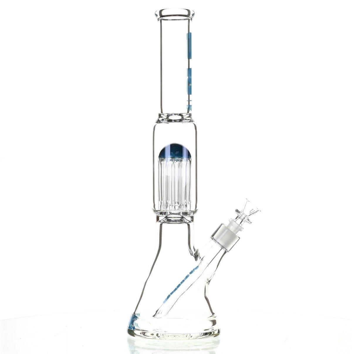 US TUBES 17" BEAKER W/TREE PERC AND BLUE ACCENTS - Smoke Spot Smoke Shop