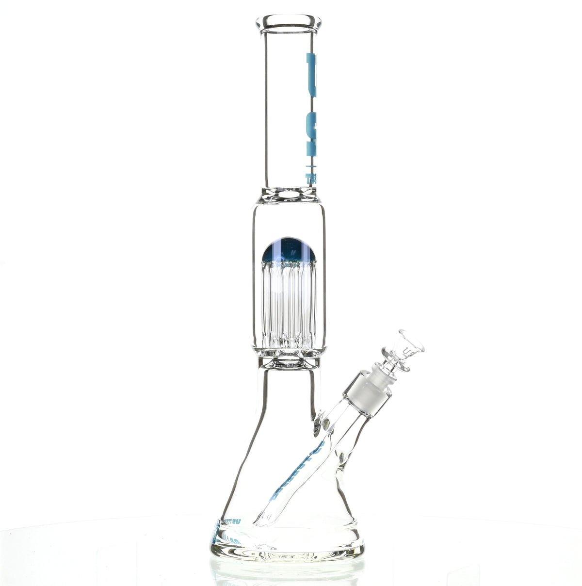 US TUBES 17" BEAKER W/TREE PERC AND BLUE ACCENTS - Smoke Spot Smoke Shop