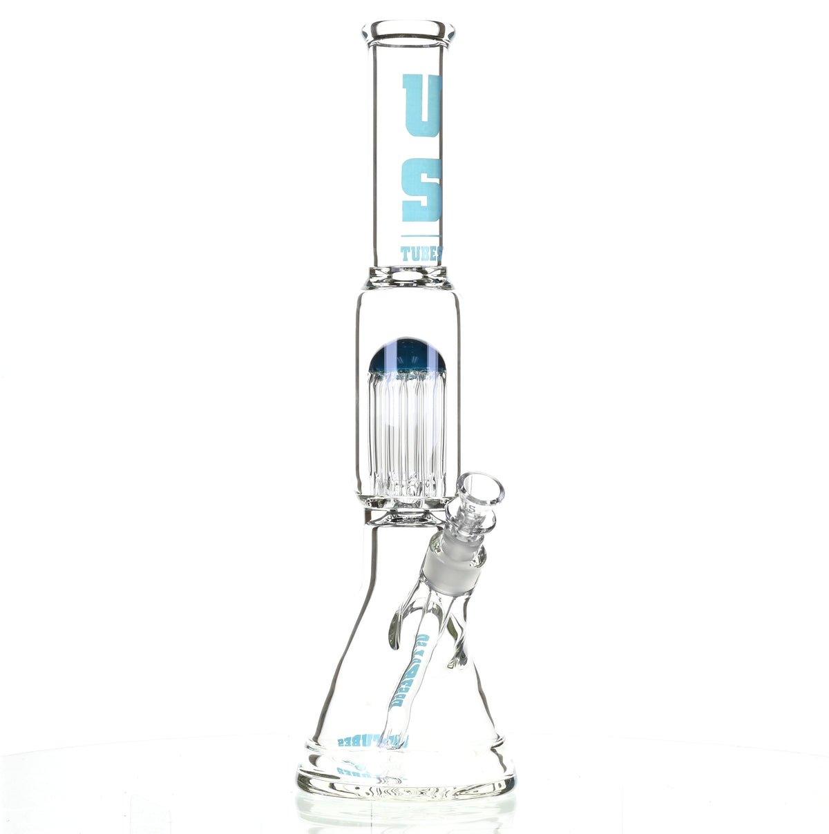 US TUBES 17" BEAKER W/TREE PERC AND BLUE ACCENTS - Smoke Spot Smoke Shop