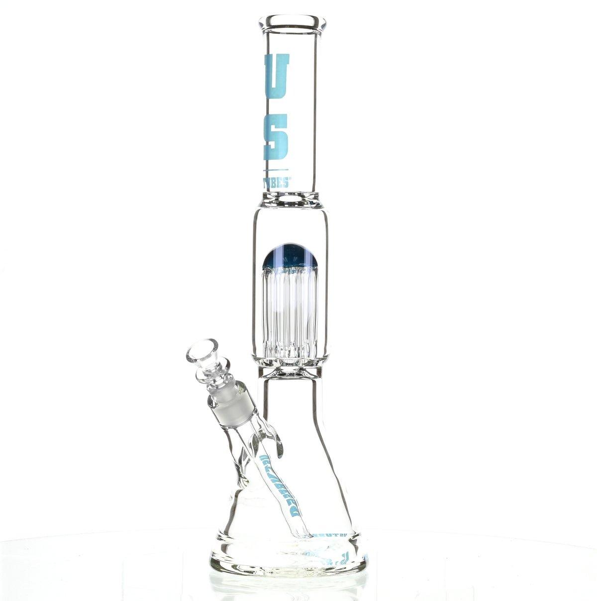 US TUBES 17" BEAKER W/TREE PERC AND BLUE ACCENTS - Smoke Spot Smoke Shop