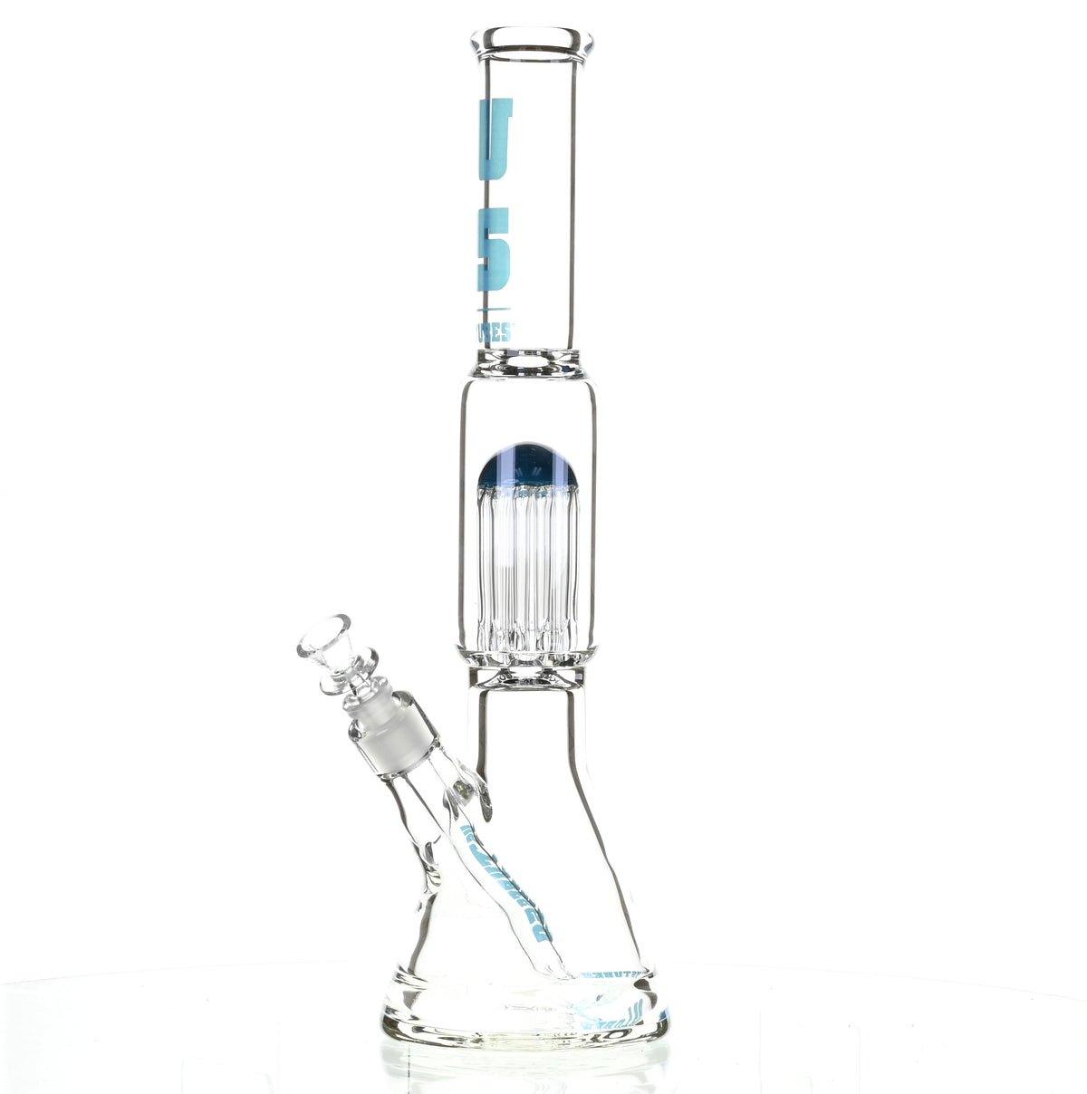 US TUBES 17" BEAKER W/TREE PERC AND BLUE ACCENTS - Smoke Spot Smoke Shop